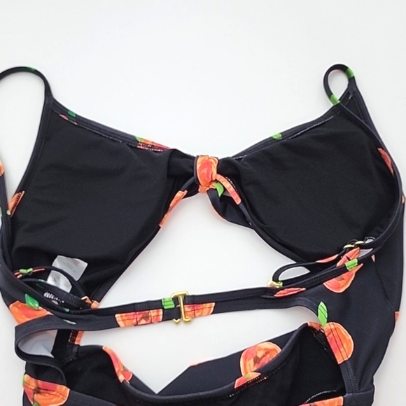 Eidon SGS Sports One Piece Cut Out Bathing Suit Black Peaches Print Size Small - Picture 9 of 15